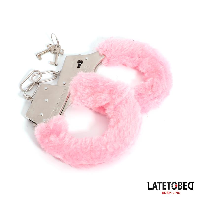 Esposas De Metal Furry Con Pelo Rosa