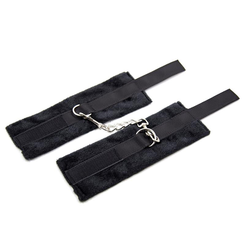 Esposas De Tela Con Velcro Para Muñecas Con Pelo Largo Negro