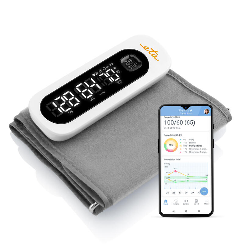 Eta Eta629790000 Blood Pressure Monitor, Memory Of 199 Measurements, White Grey