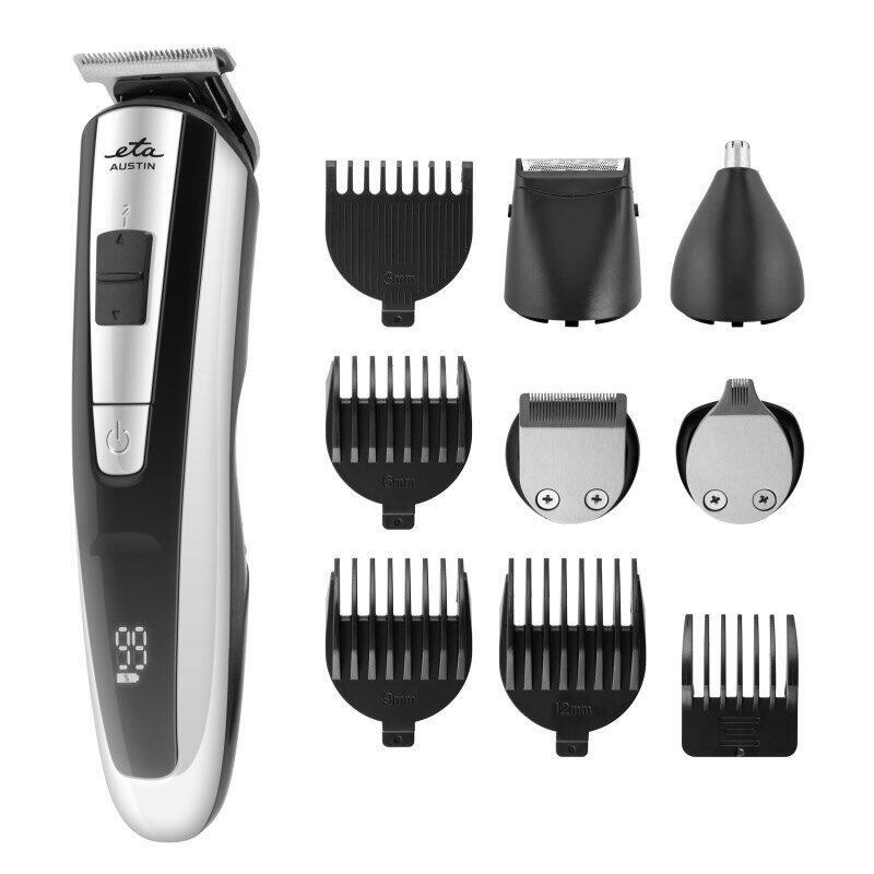 Eta Eta834590000 Austin Cortadora De Pelo Multiusos 5 En 1 Inalámbrica, Tiempo De Funcionamiento 60 Min, 2 Niveles De Ajuste De Velocidad De Corte, Negra