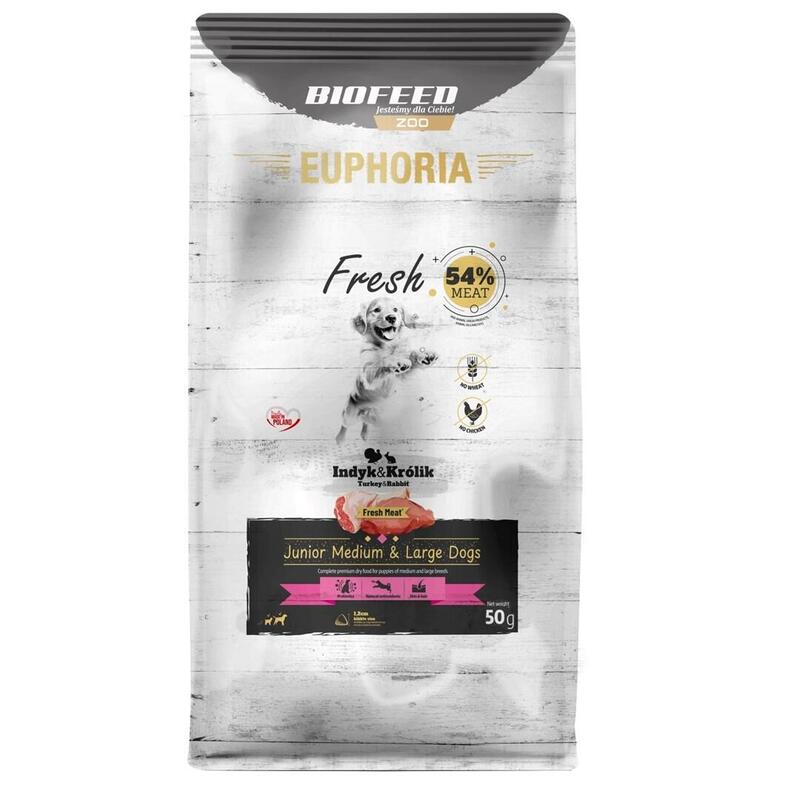 Euphoria Fresh Junior Turkey With Rabbit M/L - Alimento Seco Para Perros - 50g