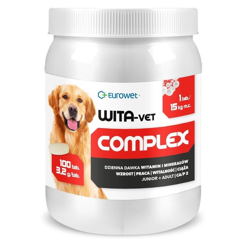 Eurowet Wita-Vet Complex 3,2g - Suplementos Para Perros - 100 Tabletas