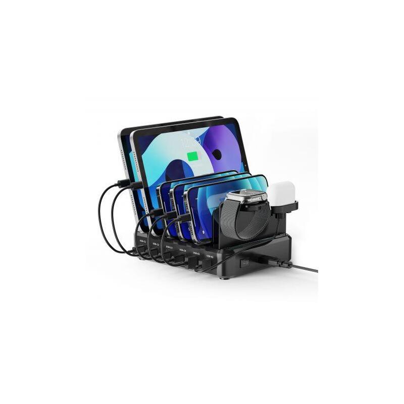 Ewent Ew1335 Estacion De Carga - 2x Usb-A Y 4x Usb-C - 130w Pd3.0 - 7 Divisores Extraibles - Proteccion Contra