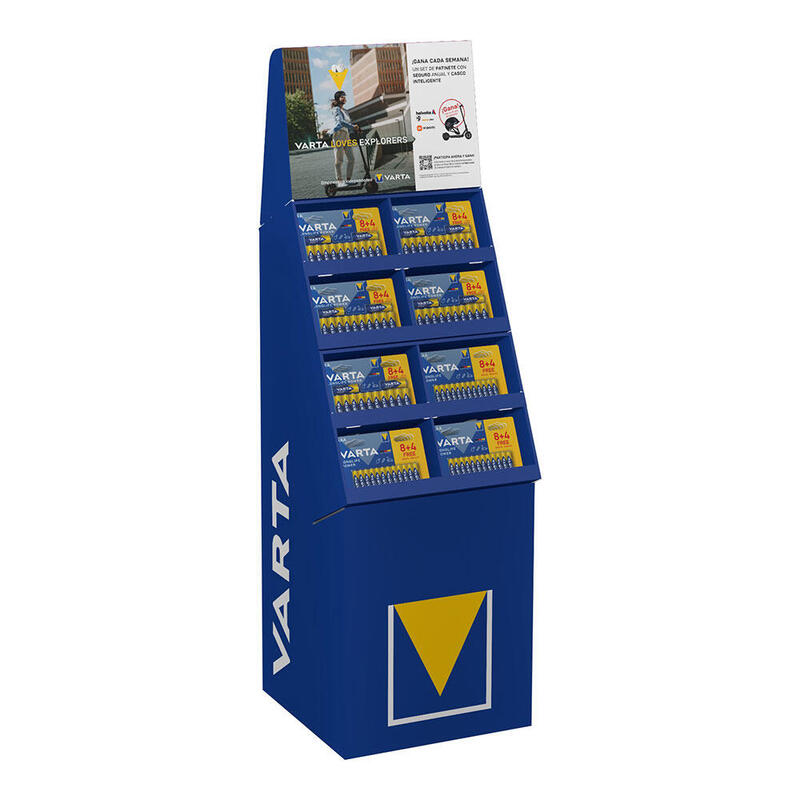 Expositor Promocional Longlife Power 8+4, 89 Packs (50 Packs Aa + 39 Packs Aaa) Varta