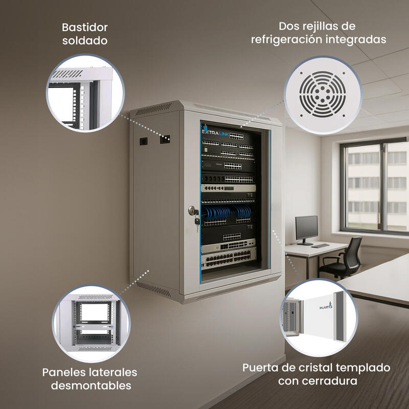 Extralink Ex.8604 Armario Rack 12u Rack De Pared Gris