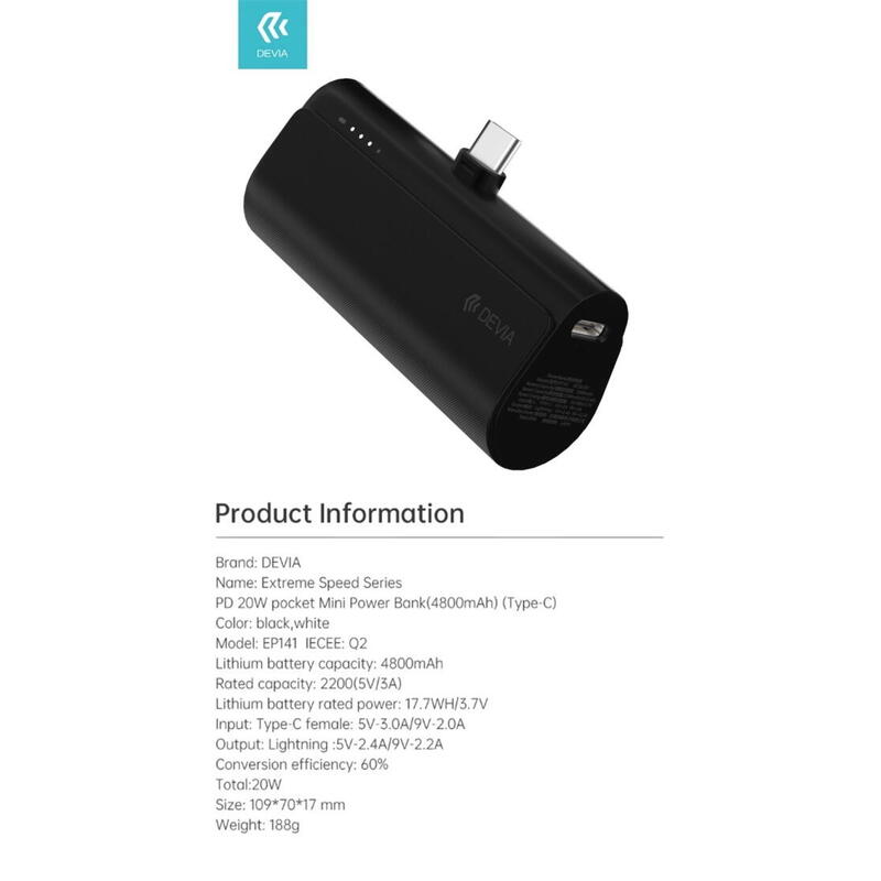 Extreme Speed Pd 20w Mini Pocket Power Bank 4800mah Tipo-C