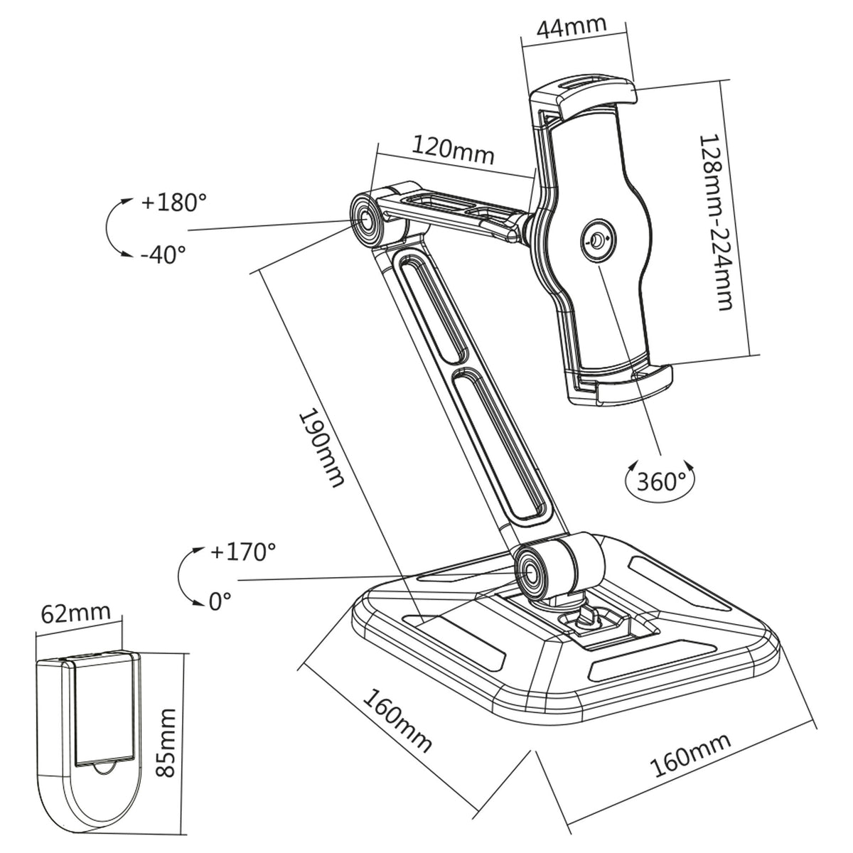 Soporte Para Tableta Inline Para Montaje En Pared O Mesa, Universal Para 4.7"-12.9"