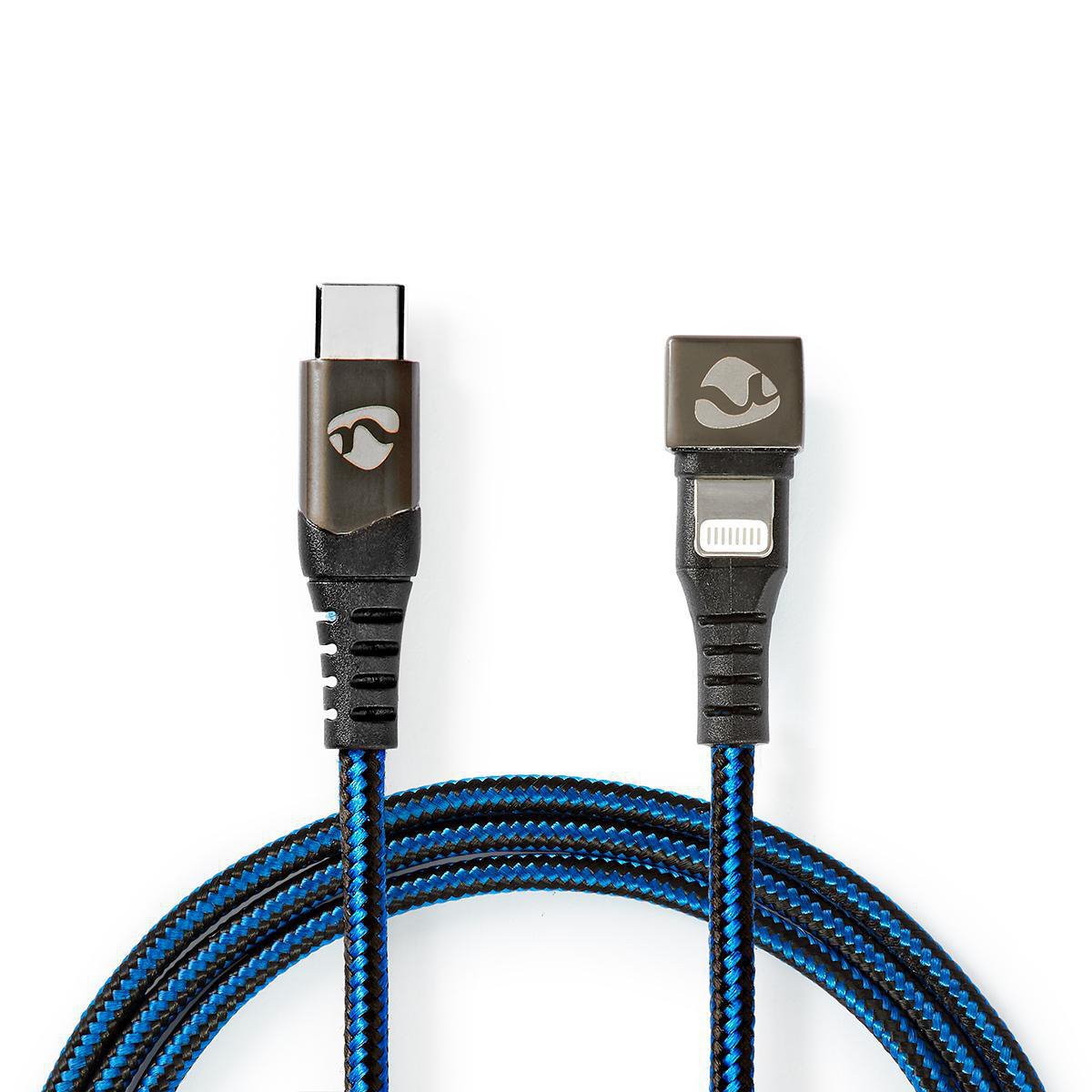 Nedis Usb-Kabel Usb 2.0  Apple Lightning 8-Pin  Usb-C Stecker  60 W  480 Mbps  Vernickelt  1.00 M  Rund  Geflochten / Nylon  Blau / Schwarz