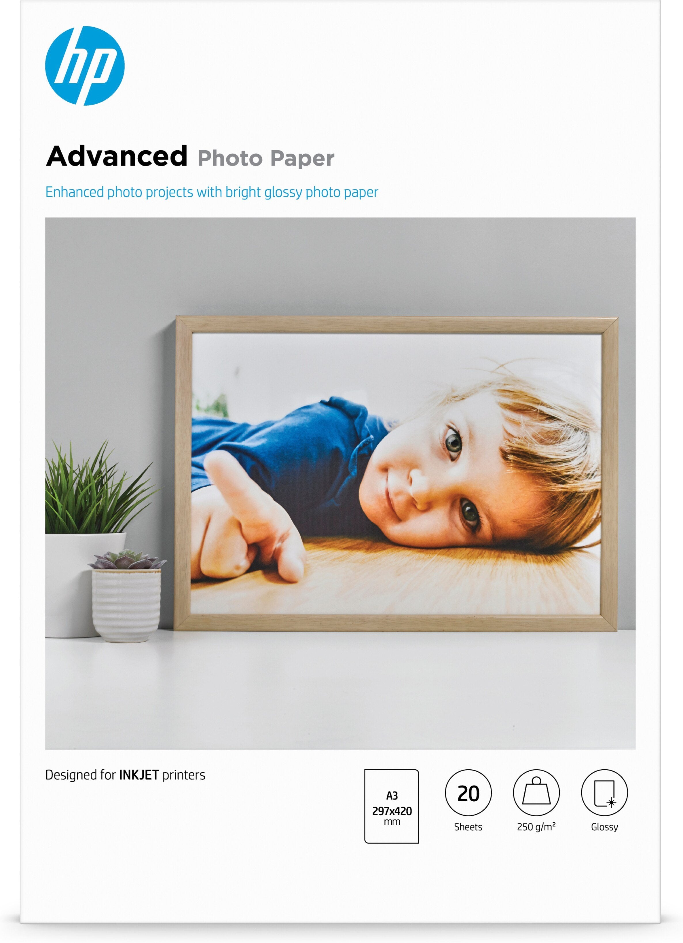 EAN 0882780349650 - HP Advanced Glossy Photo Paper-20 sht/A3/297 x 420 mm De alto brillo imagen 1