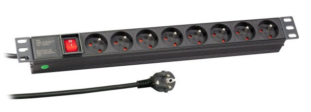 48,26cm 19pulgadas ?1he Regleta De Enchufes 8 X Ute Con Interruptor Im Perfil De Aluminio Negro