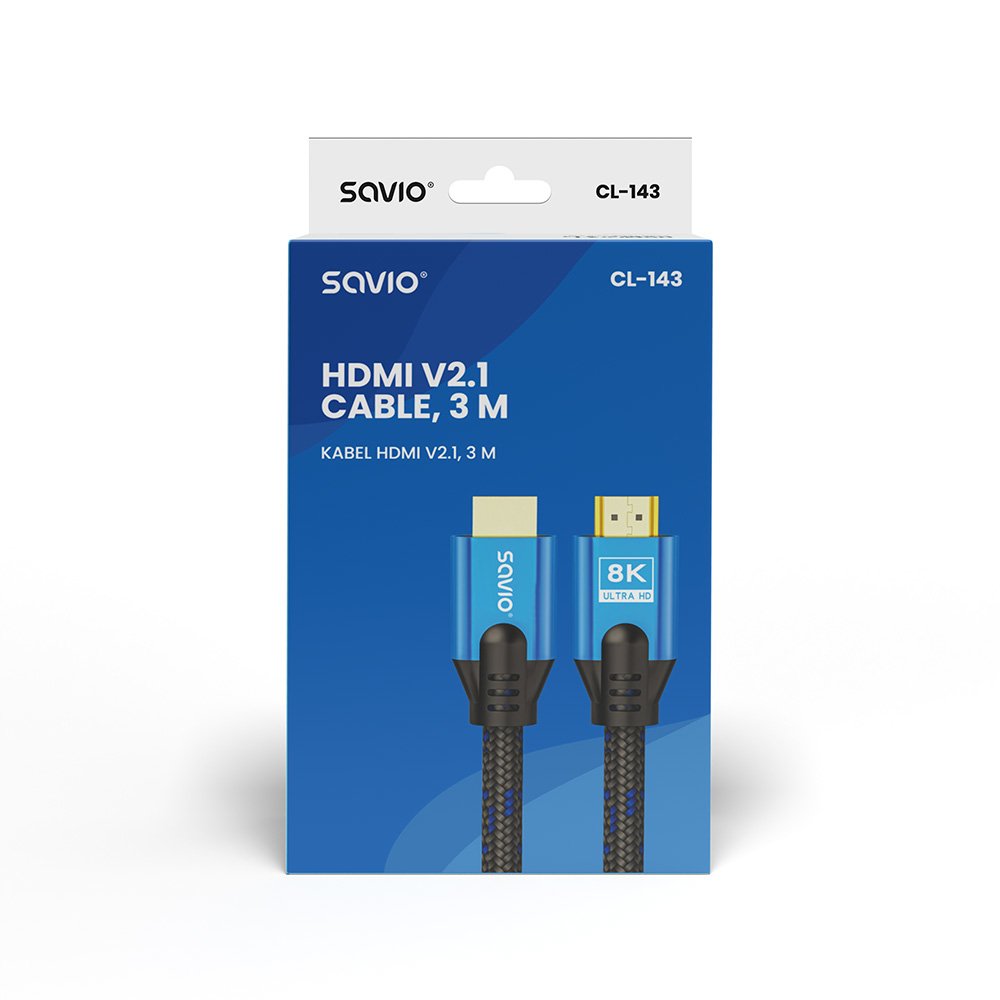 EAN 5901986045953 - Savio CL-143 cable HDMI 3 m HDMI tipo A (Estándar) Negro, Azul imagen 3