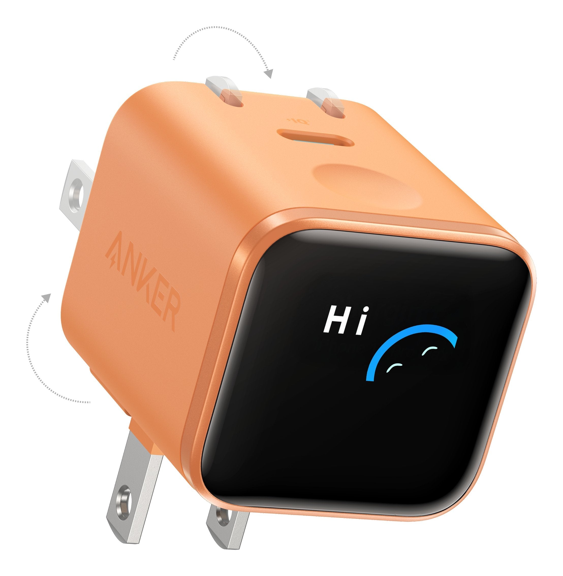Anker Nano Charger 45w Gan Ladegert 1x Usb-C Activeshield 5.0 Touchsensor Iphone Erkennung Smartdisplay Orange