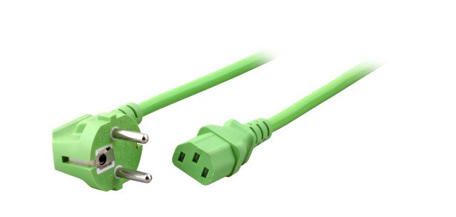 Efb Netzleitung Schutzkontakt 90 - C13 180, Grn, 3,0 M, 3 X 1,00 Mm