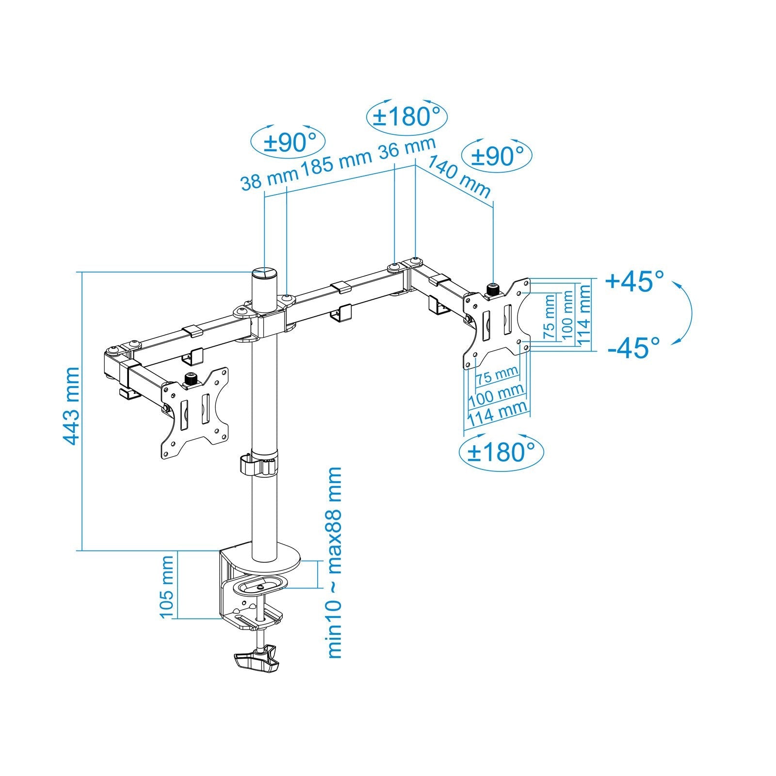 EAN 8433281008069 - TooQ DB1232TN-B soporte para monitor 81,3 cm (32") Escritorio imagen 14