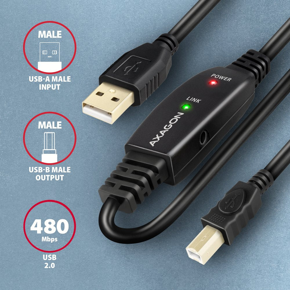 EAN 8595247907219 - Axagon ADR-215B USB 2.0 A-M -> B-M active connecting/repeater cable 15m - Kabel - Digital/Daten cable USB imagen 3