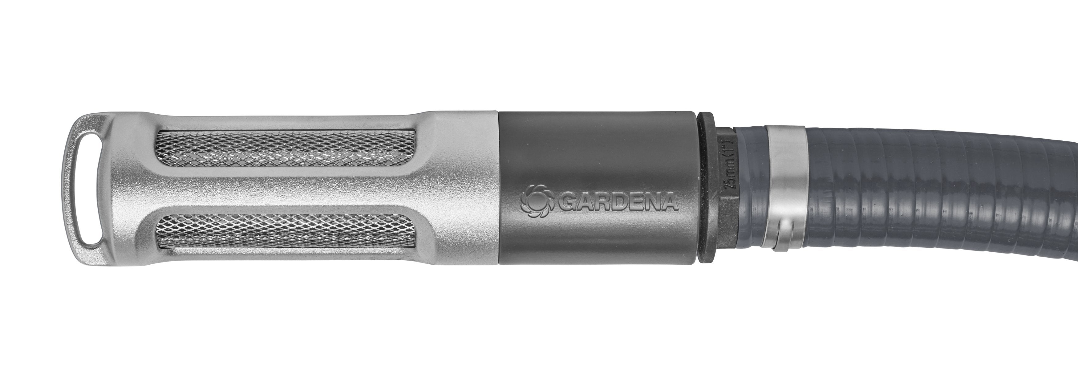 Filtro De Succión De Metal Gardena Con Parada De Flujo De Retorno, 19 Mm (3/4 ")/25 Mm (1") Gris/Plata, Con Efecto Colgante 09093-20