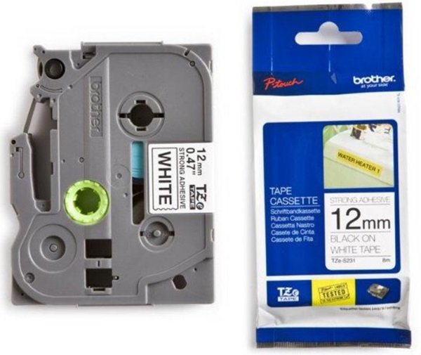 Original Brother Cinta Rotuladora Laminada Tze-231 Negro/Blanco 8m 12mm P-Touch/1055f