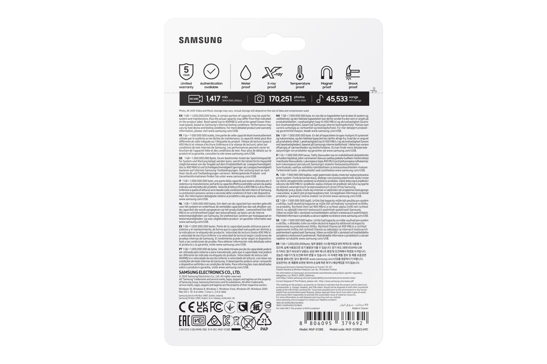 EAN 8806095379692 - Samsung MUF-512BE unidad flash USB 512 GB USB tipo A 3.2 Gen 1 (3.1 Gen 1) Plata imagen 7