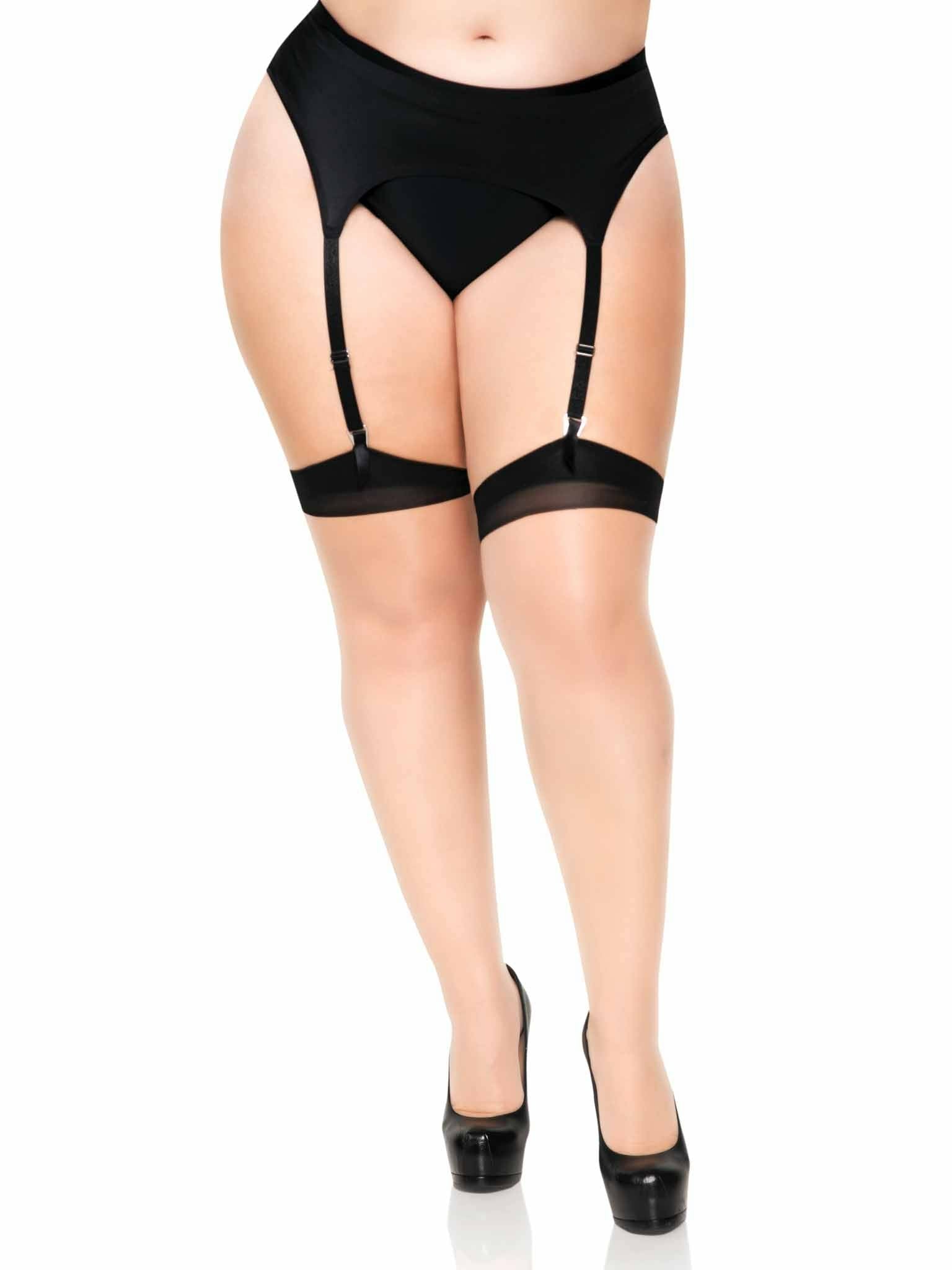 Leg Avenue - Medias Nude Con Tacon Cubano Y Costura Trasera Plus