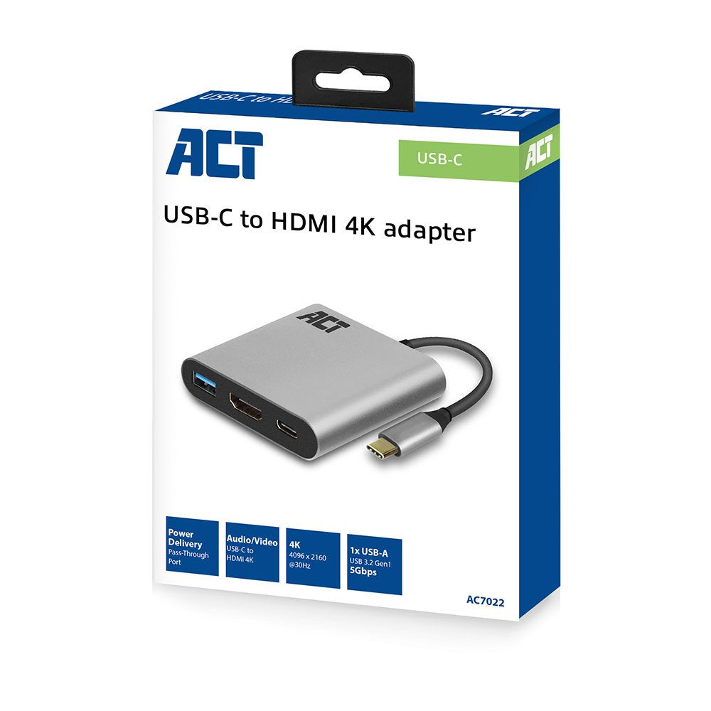 Adaptador Act Connectivity Usb C A Hdmi Usb A Usb C Pd