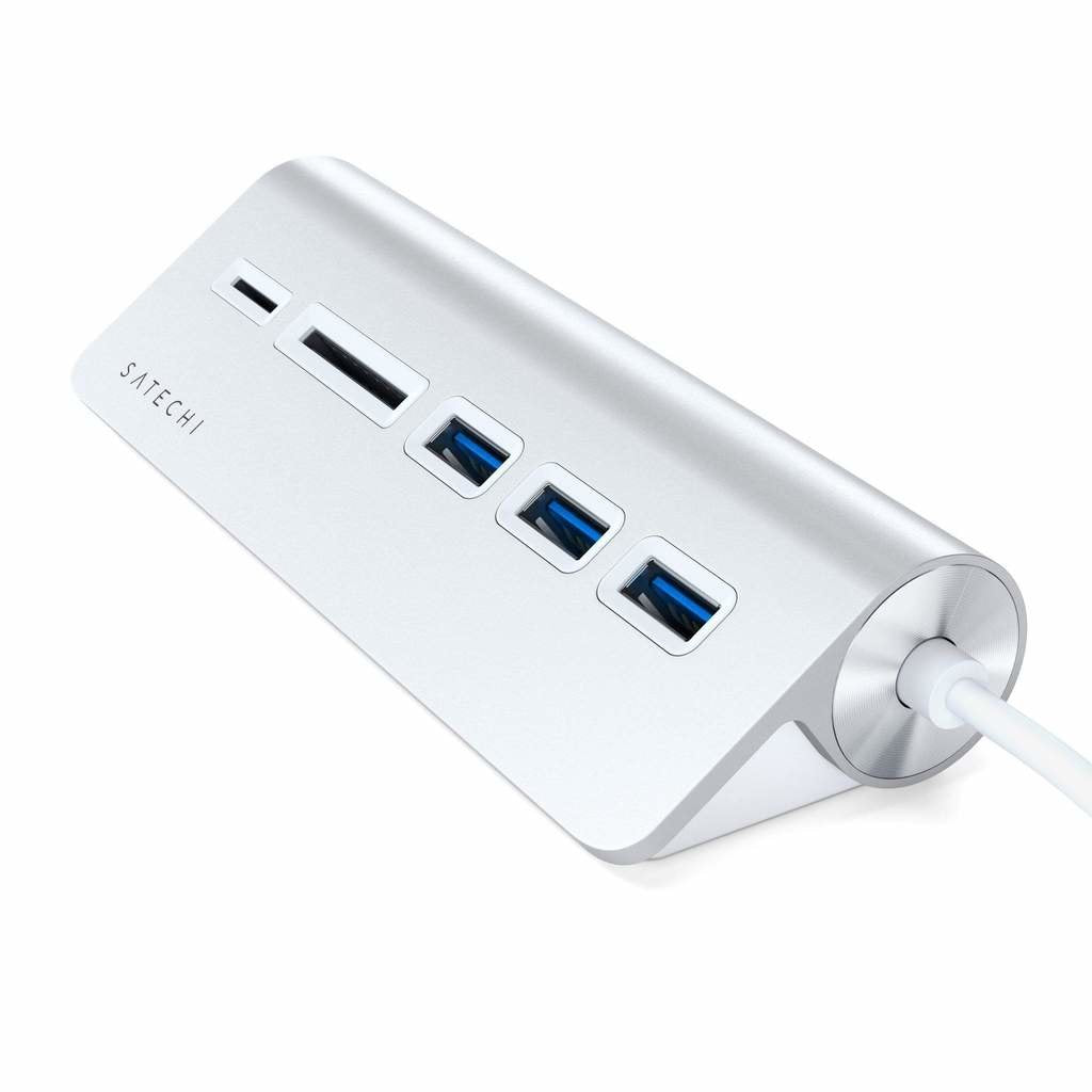 Satechi Aluminium Hub Combo Usb-C (3x Usb-A, Czytnik Kart Micro/Sd) (Srebrny)