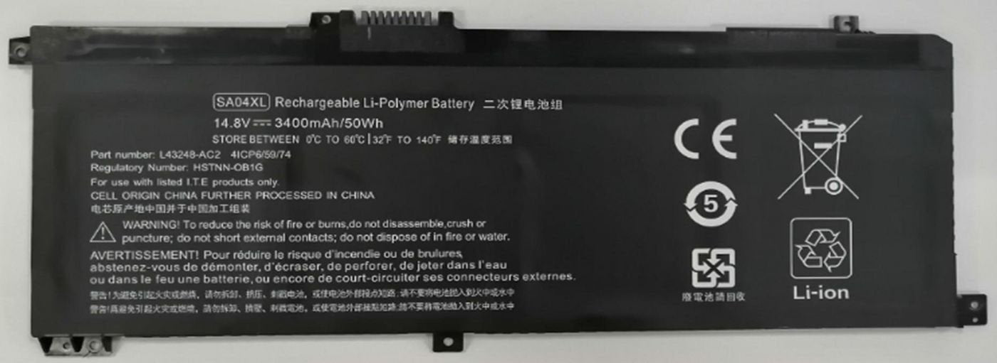 Laptop Battery For Hp - 50wh Li-Ion 14.8v 3350mah For - Hp Envy 15-Dr0000, Envy 15-Dr0000 X360, Envy 15-Dr0001ng - Warranty: 12m