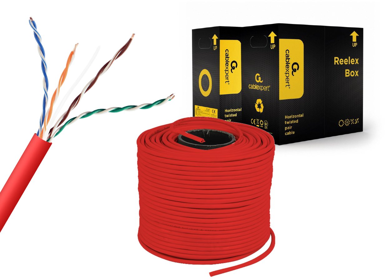 Gembird Cable De Red Utp Solid Cat. 5 Cca 305m Roll Rojo Upc-5004e-Sol-R