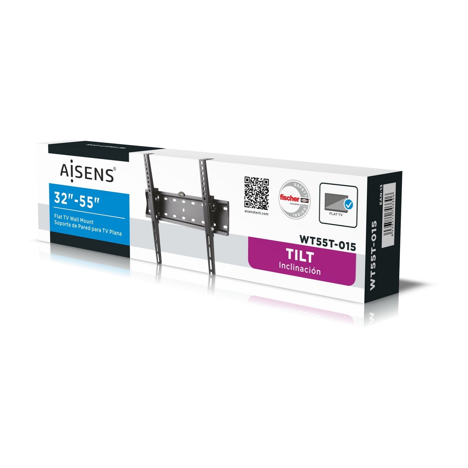 Aisens Soporte De Pared Para Pantallas 32-55'/81-139cm Hasta 40kg Inclinable Vesa Max. 400*400 Wt55t-015