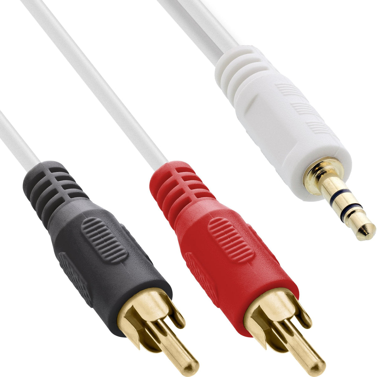 Cable De Audio Inline 2x Rca Macho A 3.5mm Macho Estéreo Blanco/Dorado 2m