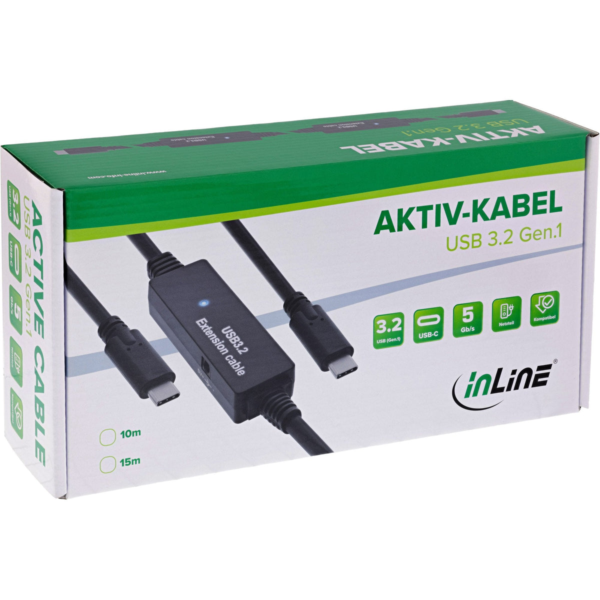 Inline® Usb 3.2 Gen.1 Active Cable, Usb-C Macho A Usb-C Macho , 15m
