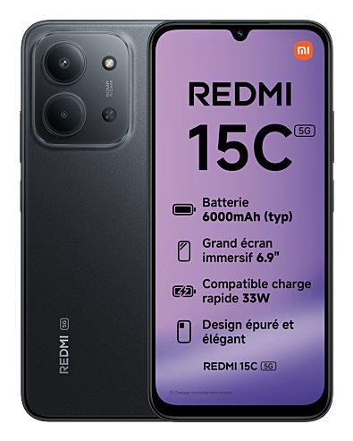 EAN 6932554458614 - Xiaomi Redmi 15C 5G 17,5 cm (6.9") Ranura híbrida Dual SIM USB Tipo C 4 GB 256 GB 6000 mAh Negro imagen 1