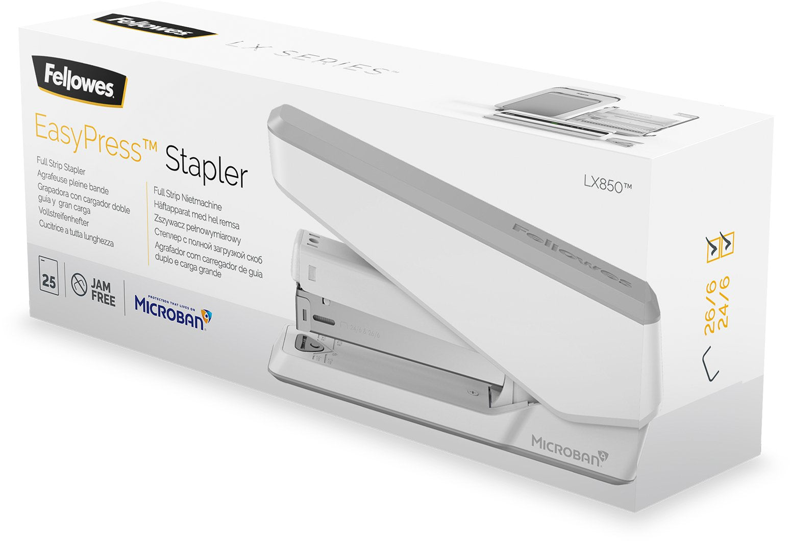 Fellowes Lx850 Easypress Grapadora 25 Hojas/Tiras Completas Blanco
