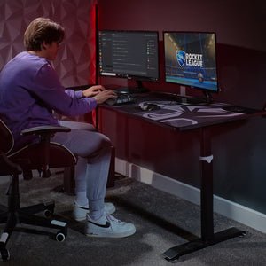 Xrocker Gaming Tisch Gris Höhenverstellbar Aluminium Carbon