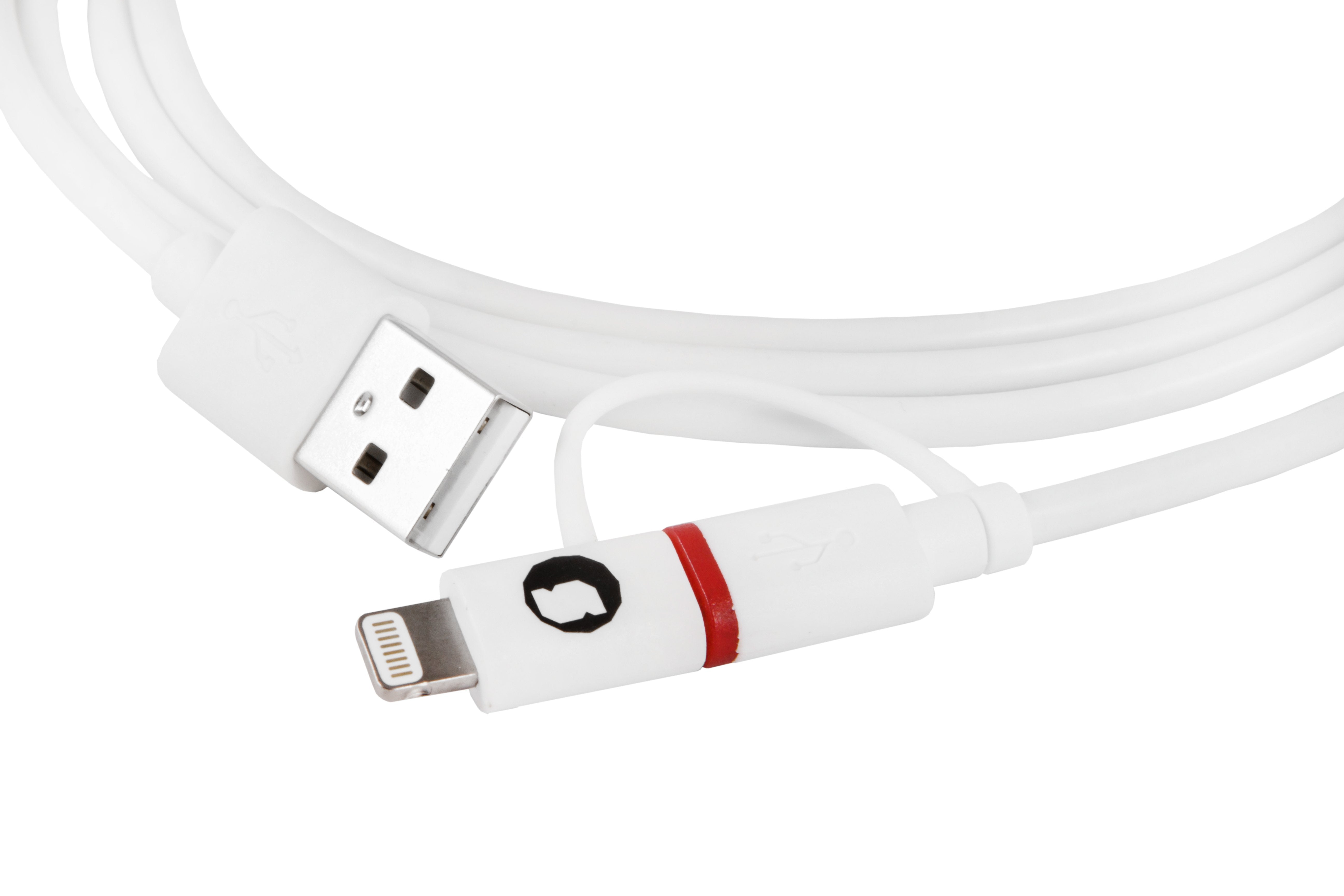 Cable Lightning Combo  Microusb + Lightning Silver Ht 1.5m Blanco 93640
