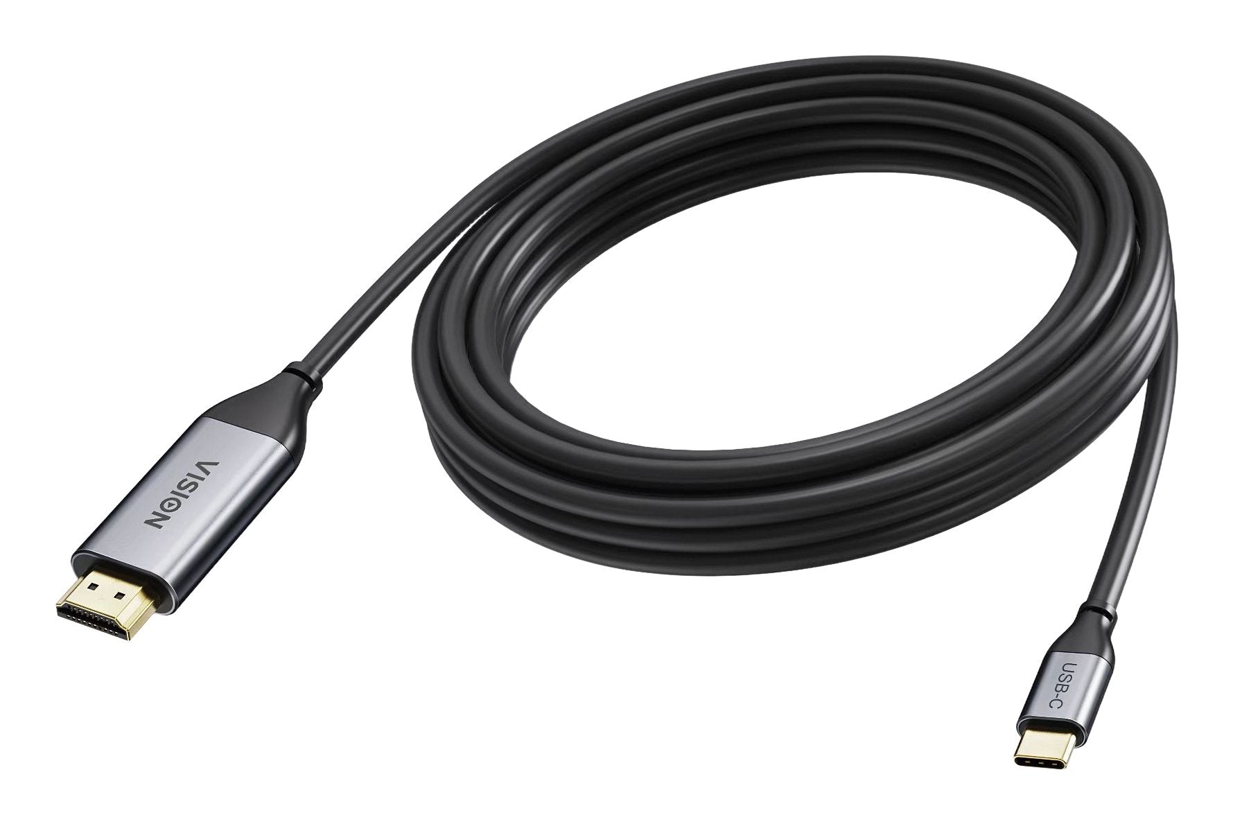 Cable Usb C A Hdmi De 5 M 4k A 60 Hz Conectores Chapados En Oro Usb C 3.2 (M) A Hdmi (M) Diámetro Exterior 4.5 Mm 18 Gbps 32 Awg Cobre Coaxial Negro