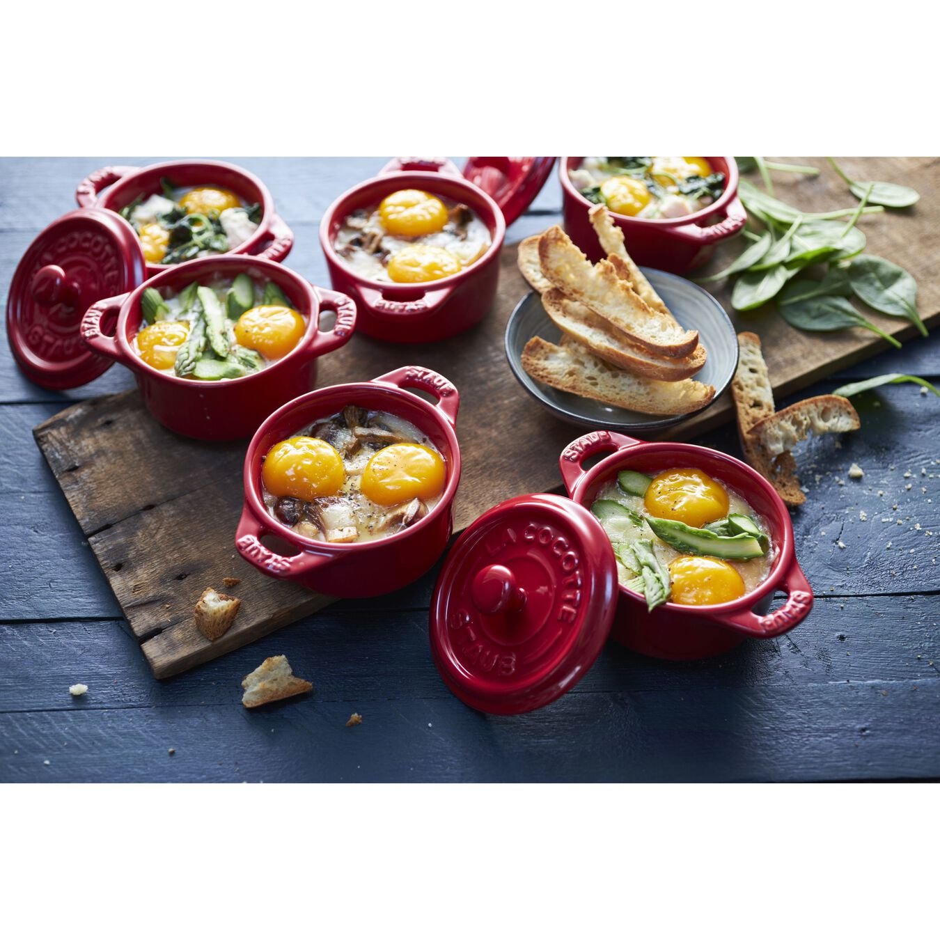 Staub Mini Cocotte Set 4-Tlg. Rund, Keramik, Kirsch-Rot