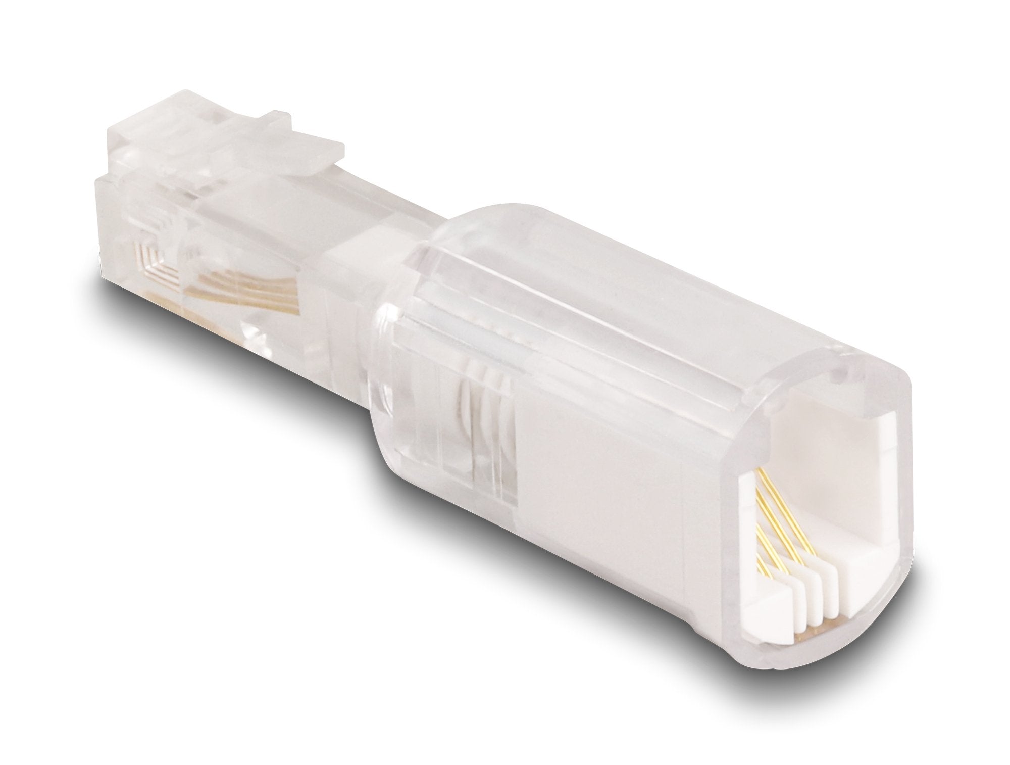 Delock 88169 Cable Telefónico Adaptador Antitorsión Rj10 Macho A Rj10 Hembra Transparente / Blanco