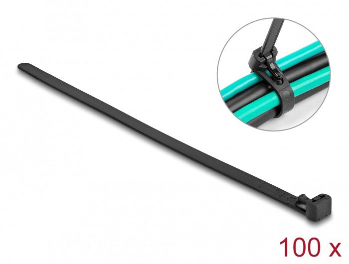 Delock Cablebinder (Vpe 100) Wiederverwendbar Hitzebemändig 200 X 7,5mm Negro