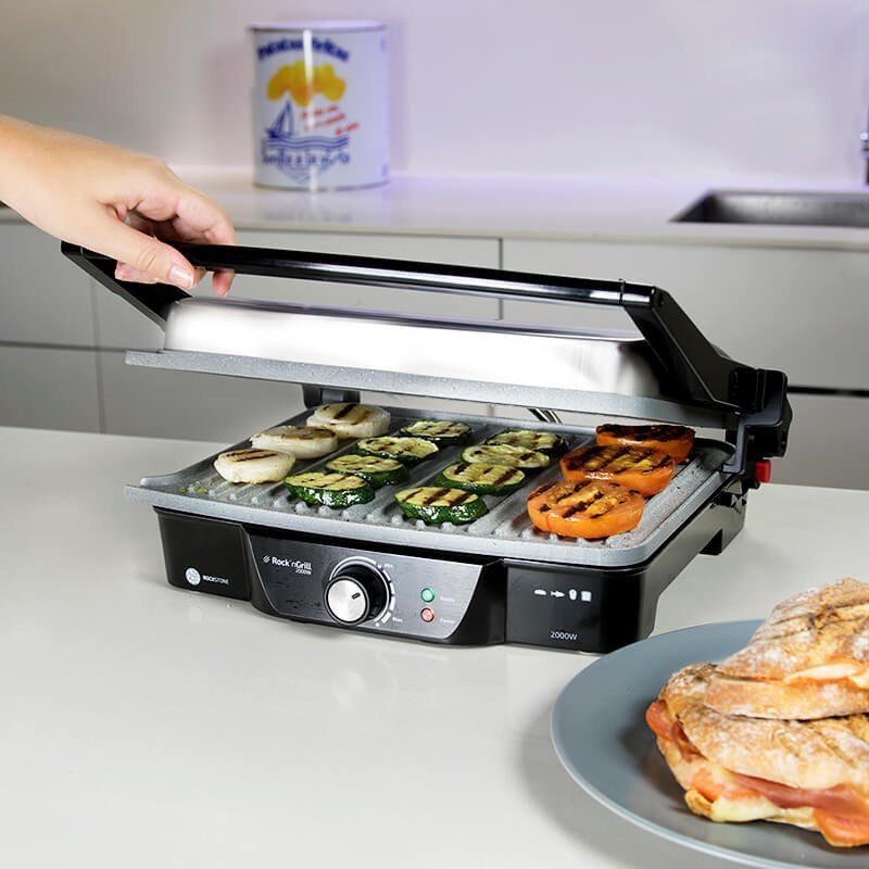 Cecotec Kontaktgrill Rock?N Grill 2000 W (Negro/Edelstahl, 2.000 Watt) 3025