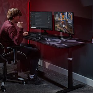 Xrocker Gaming Tisch Gris Höhenverstellbar Aluminium Carbon