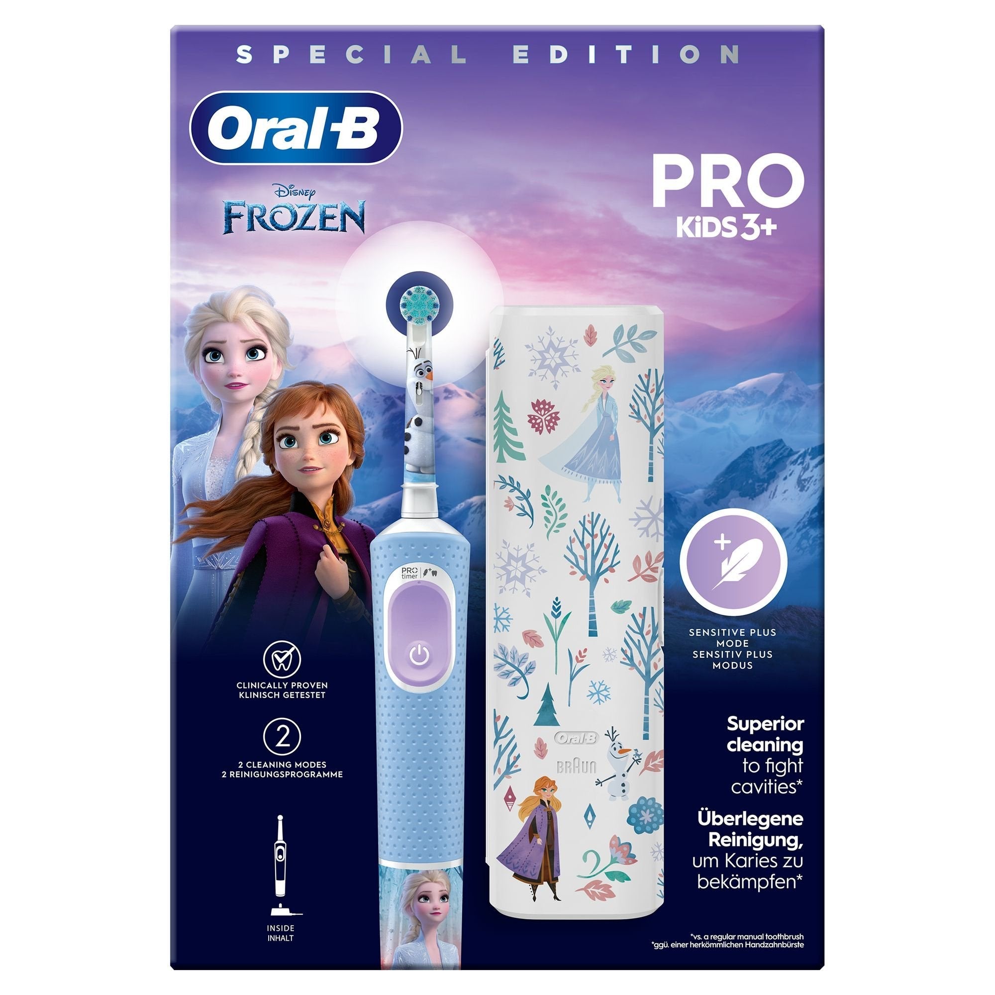 Cepillo Dental Oral-B Vit.Kids.Frozen + Funda Viaje Negro. Gris