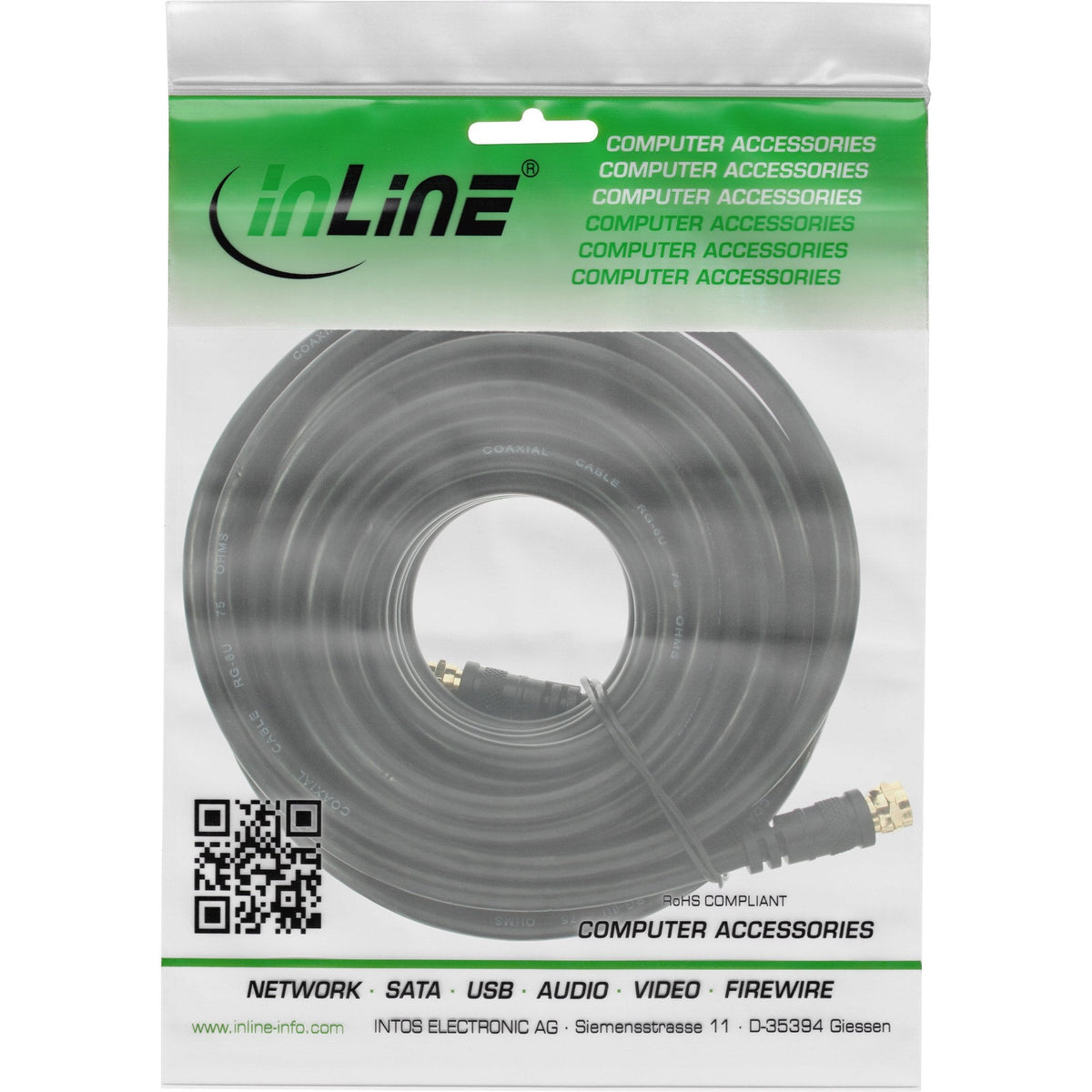 Cable Inline Sat Premium 2x Blindado 2x F-Plug >85db Negro 10m