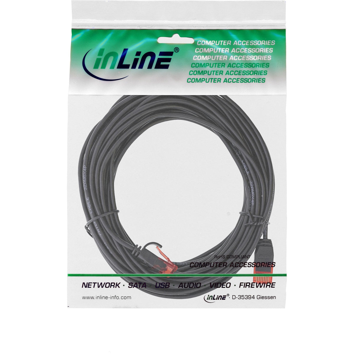 Cable De Red Inline Slim, U/Utp, Cat.6, Negro, 5m