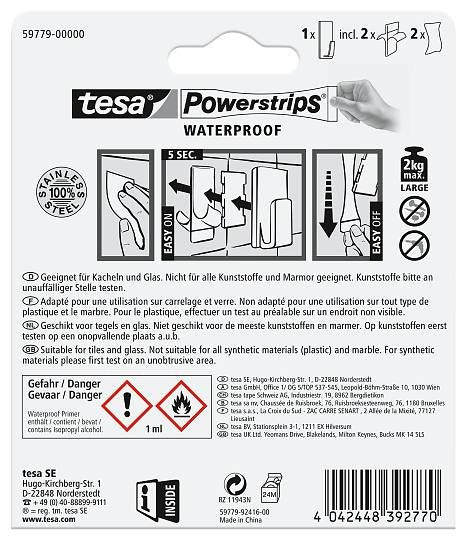 Tesa Powermrips Waterproof Haken L Metall Rectangular