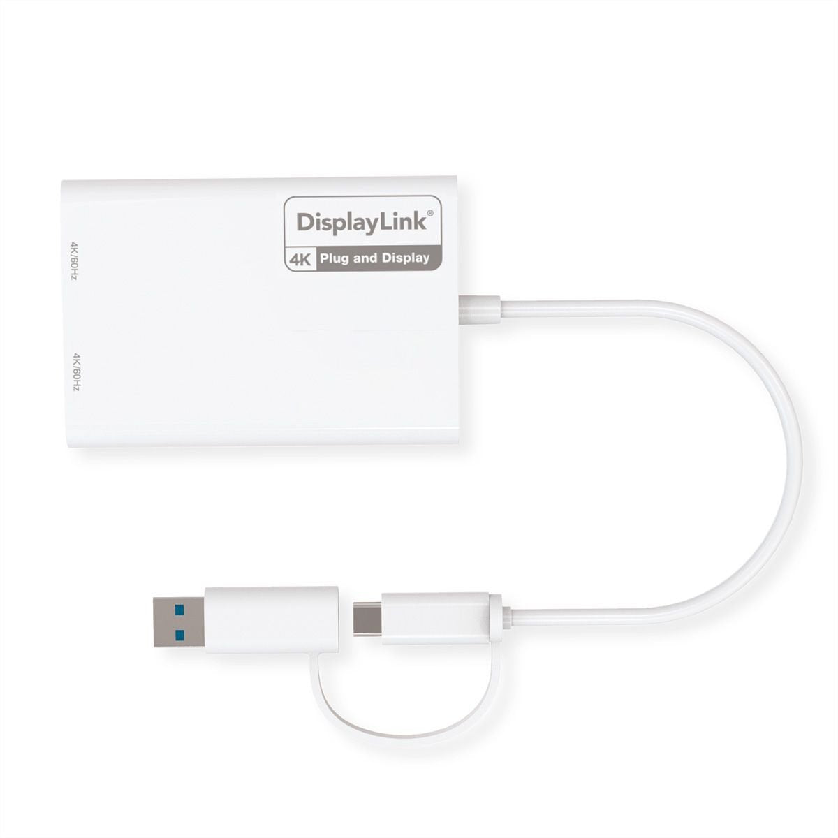 Roline Multi-Displaylink Adapter Usb Typ A+C - 2x Hdmi, Multi-Stream 4k