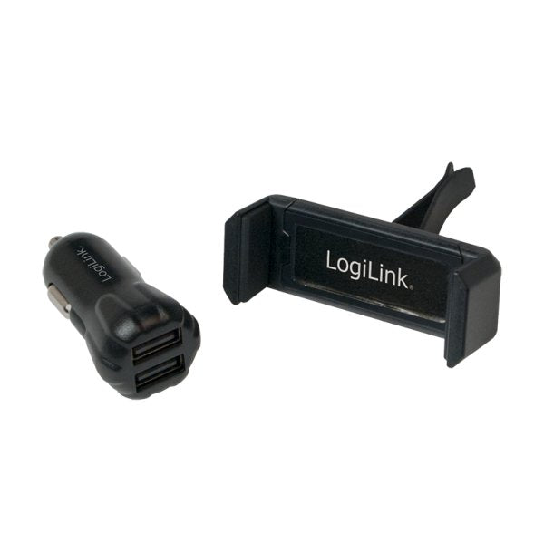 Usb Car Charger Set, 2port Charger + Holder