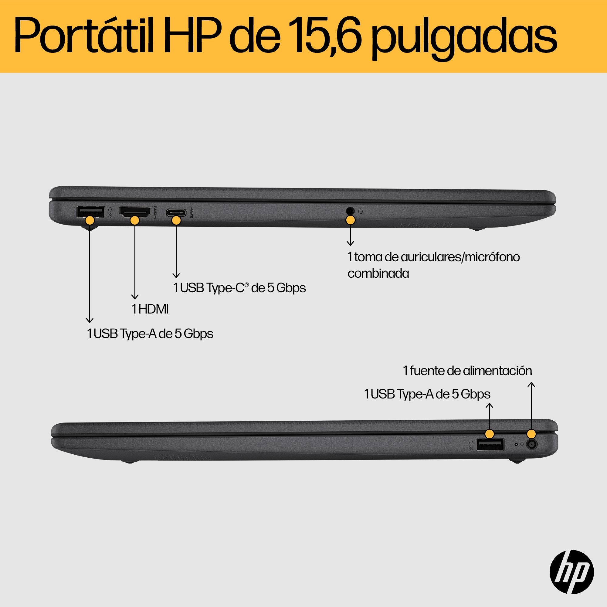 Portatil Hp 15-Fc0030ns Ryzen 5-7520u 8gb 512gb 15.6" W11