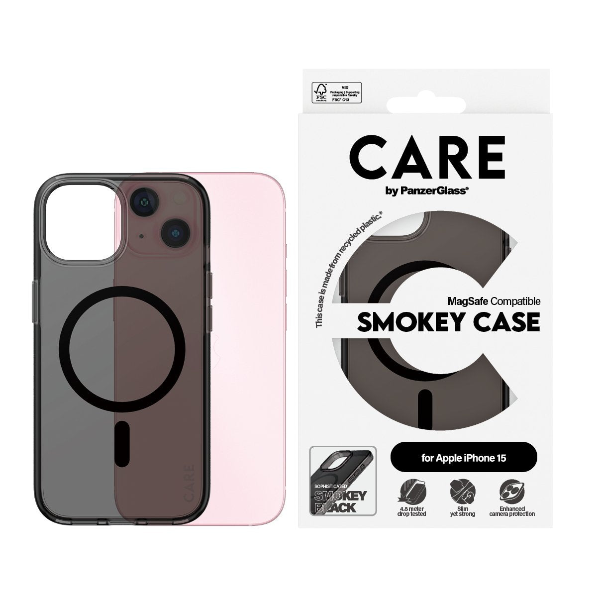 EAN 5715685012402 - PanzerGlass CARE™ by ® Urban Combat Case Smokey w. Black MagSafe iPhone 15 funda para teléfono móvil Negr imagen 2