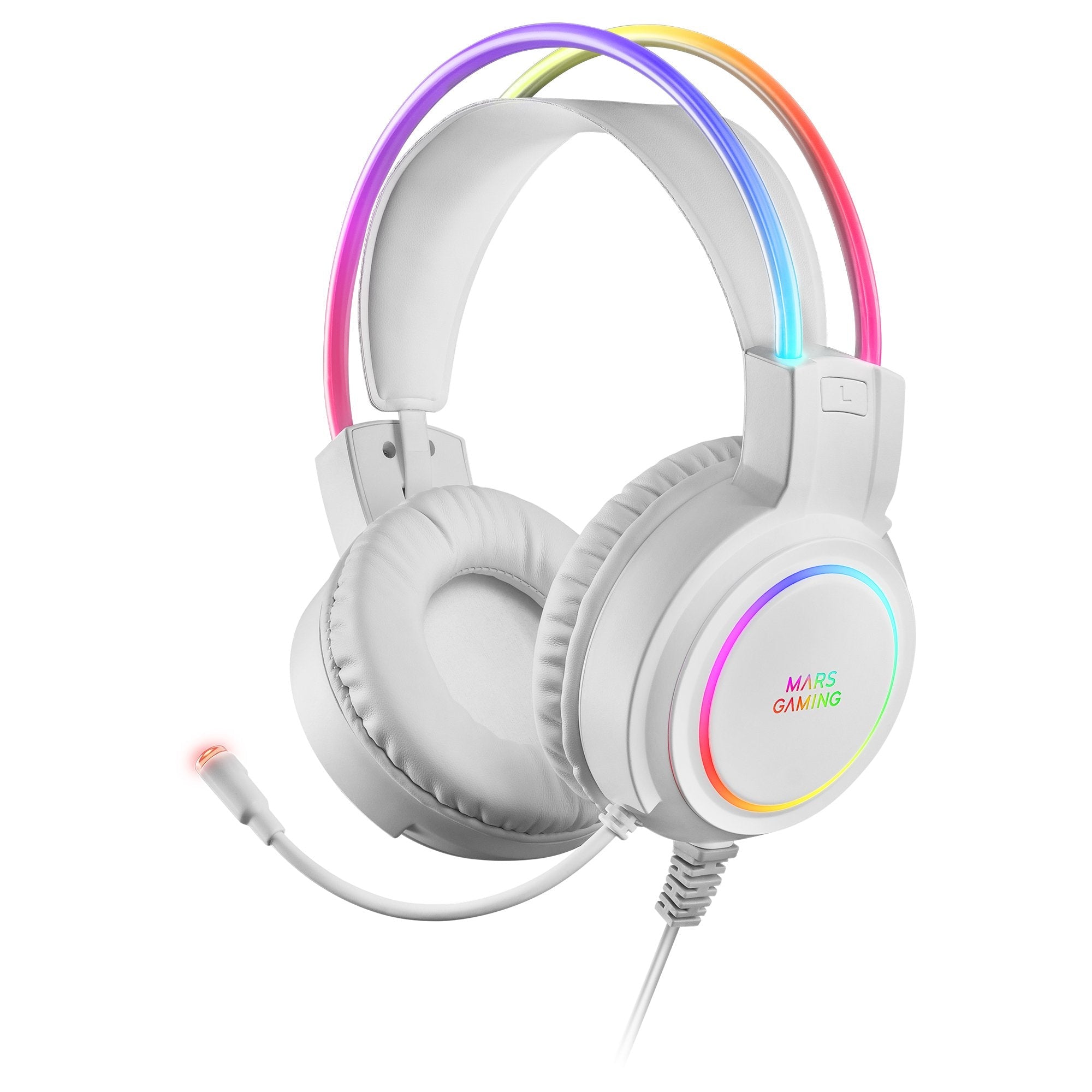 Auriculares Gaming Con Micrófono Mars Gaming Mhrgb Jack 3.5 Blancos