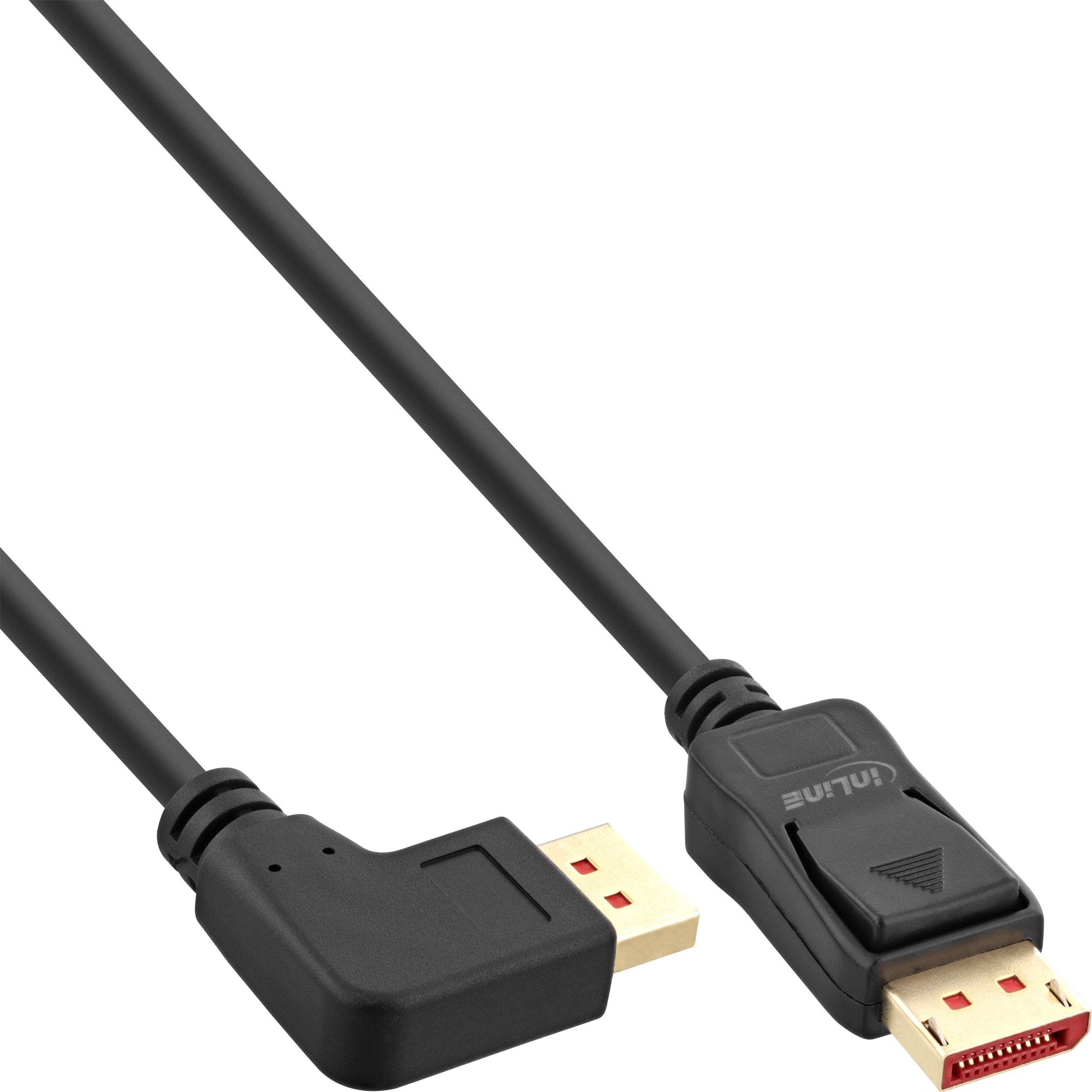 Cable Inline Displayport 1.4, 8k4k, Ángulo Izquierdo, Negro/Dorado, 1 M